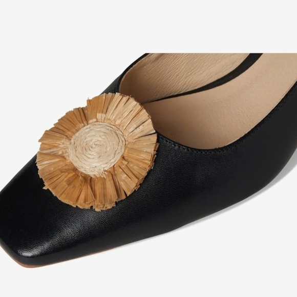 🖤🔹️Jack Rogers 🔹️black /natural Leather Brynn Slingback Pumps Heels - Picture 5 of 7